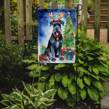 Load image into Gallery viewer, Giant Schnauzer Pointer Christmas Garden Flag – Dog in Reindeer Antlers with Tree &amp; Gifts