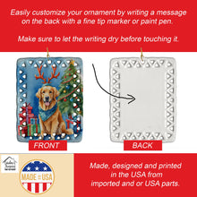Load image into Gallery viewer, Golden Retriever Christmas Reindeer Porcelain Ornament