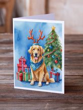 Load image into Gallery viewer, Golden Retriever Christmas Reindeer Greeting Cards - Blank Note Cards – 8-Pack of Artist-Designed Cards with Envelopes