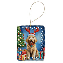 Load image into Gallery viewer, Goldendoodle Christmas Reindeer Porcelain Ornament