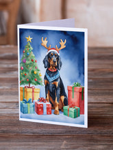 Load image into Gallery viewer, Gordon Setter Christmas Reindeer Greeting Cards - Blank Note Cards – 8-Pack of Artist-Designed Cards with Envelopes