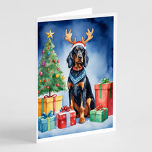 Load image into Gallery viewer, Gordon Setter Christmas Reindeer Greeting Cards - Blank Note Cards – 8-Pack of Artist-Designed Cards with Envelopes