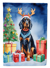 Load image into Gallery viewer, Gordon Setter Christmas Garden Flag – Dog in Reindeer Antlers with Tree &amp; Gifts