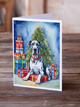 Load image into Gallery viewer, Harlequin Great Dane Christmas Reindeer Greeting Cards - Blank Note Cards – 8-Pack of Artist-Designed Cards with Envelopes