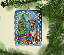 Load image into Gallery viewer, Great Dane Christmas Reindeer Porcelain Ornament