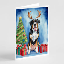 Load image into Gallery viewer, Greater Swiss Mountain Dog Christmas Reindeer Greeting Cards - Blank Note Cards – 8-Pack of Artist-Designed Cards with Envelopes
