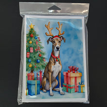Load image into Gallery viewer, Brindle Greyhound Christmas Reindeer Greeting Cards - Blank Note Cards – 8-Pack of Artist-Designed Cards with Envelopes