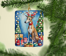 Load image into Gallery viewer, Greyhound Christmas Reindeer Porcelain Ornament