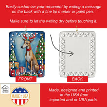 Load image into Gallery viewer, Greyhound Christmas Reindeer Porcelain Ornament