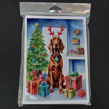 Load image into Gallery viewer, Irish Setter Christmas Reindeer Greeting Cards - Blank Note Cards – 8-Pack of Artist-Designed Cards with Envelopes