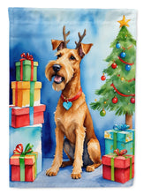 Load image into Gallery viewer, Irish Terrier Christmas Garden Flag – Dog in Reindeer Antlers with Tree &amp; Gifts