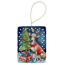 Load image into Gallery viewer, Italian Greyhound Christmas Reindeer Porcelain Ornament