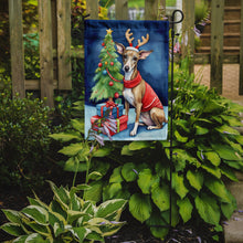 Load image into Gallery viewer, Italian Greyhound Christmas Garden Flag – Dog in Reindeer Antlers with Tree &amp; Gifts
