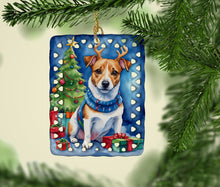 Load image into Gallery viewer, Jack Russell Terrier Christmas Reindeer Porcelain Ornament