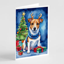 Load image into Gallery viewer, Jack Russell Terrier Christmas Reindeer Greeting Cards - Blank Note Cards – 8-Pack of Artist-Designed Cards with Envelopes