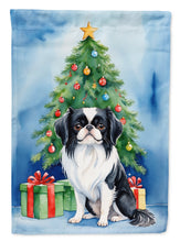Load image into Gallery viewer, Japanese Chin Christmas Garden Flag – Dog in Reindeer Antlers with Tree &amp; Gifts