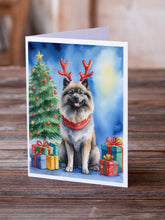 Load image into Gallery viewer, Keeshond Christmas Reindeer Greeting Cards - Blank Note Cards – 8-Pack of Artist-Designed Cards with Envelopes