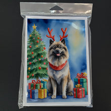 Load image into Gallery viewer, Keeshond Christmas Reindeer Greeting Cards - Blank Note Cards – 8-Pack of Artist-Designed Cards with Envelopes