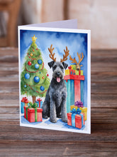 Load image into Gallery viewer, Kerry Blue Terrier Christmas Reindeer Greeting Cards - Blank Note Cards – 8-Pack of Artist-Designed Cards with Envelopes