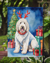 Load image into Gallery viewer, Komondor Christmas Garden Flag – Dog in Reindeer Antlers with Tree &amp; Gifts