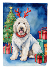 Load image into Gallery viewer, Komondor Christmas Garden Flag – Dog in Reindeer Antlers with Tree &amp; Gifts
