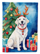 Load image into Gallery viewer, Kuvasz Christmas Garden Flag – Dog in Reindeer Antlers with Tree &amp; Gifts