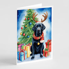 Load image into Gallery viewer, Black Labrador Retriever Christmas Reindeer Greeting Cards - Blank Note Cards – 8-Pack of Artist-Designed Cards with Envelopes