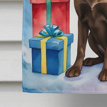Load image into Gallery viewer, Chocolate Labrador Retriever Christmas Reindeer House Flag