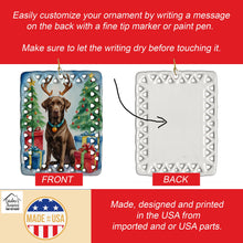 Load image into Gallery viewer, Chocolate Labrador Retriever Christmas Reindeer Porcelain Ornament