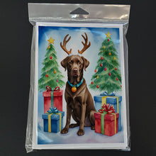 Load image into Gallery viewer, Chocolate Labrador Retriever Christmas Reindeer Greeting Cards - Blank Note Cards – 8-Pack of Artist-Designed Cards with Envelopes