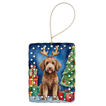 Load image into Gallery viewer, Labradoodle Christmas Reindeer Porcelain Ornament