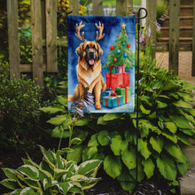 Load image into Gallery viewer, Leonberger Christmas Garden Flag – Dog in Reindeer Antlers with Tree &amp; Gifts