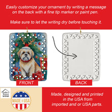 Load image into Gallery viewer, Lhasa Apso Christmas Reindeer Porcelain Ornament