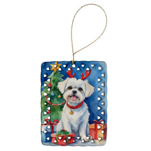 Load image into Gallery viewer, Maltese Christmas Reindeer Porcelain Ornament
