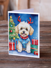Load image into Gallery viewer, Maltipoo Christmas Reindeer Greeting Cards - Blank Note Cards – 8-Pack of Artist-Designed Cards with Envelopes