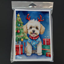 Load image into Gallery viewer, Maltipoo Christmas Reindeer Greeting Cards - Blank Note Cards – 8-Pack of Artist-Designed Cards with Envelopes