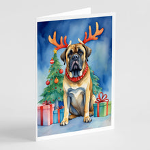 Load image into Gallery viewer, Mastiff Christmas Reindeer Greeting Cards - Blank Note Cards – 8-Pack of Artist-Designed Cards with Envelopes