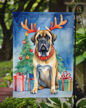 Load image into Gallery viewer, Mastiff Christmas Garden Flag – Dog in Reindeer Antlers with Tree &amp; Gifts