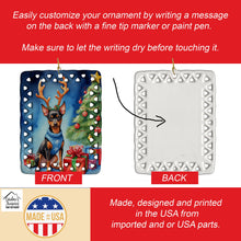 Load image into Gallery viewer, Miniature Pinscher Christmas Reindeer Porcelain Ornament