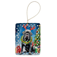Load image into Gallery viewer, Neapolitan Mastiff Christmas Reindeer Porcelain Ornament