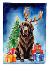 Load image into Gallery viewer, Chocolate Newfoundland Christmas Reindeer House Flag