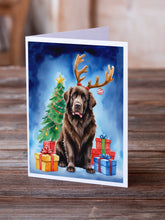 Load image into Gallery viewer, Chocolate Newfoundland Christmas Reindeer Greeting Cards - Blank Note Cards – 8-Pack of Artist-Designed Cards with Envelopes