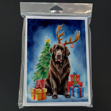 Load image into Gallery viewer, Chocolate Newfoundland Christmas Reindeer Greeting Cards - Blank Note Cards – 8-Pack of Artist-Designed Cards with Envelopes