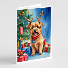 Load image into Gallery viewer, Norfolk Terrier Christmas Reindeer Greeting Cards - Blank Note Cards – 8-Pack of Artist-Designed Cards with Envelopes