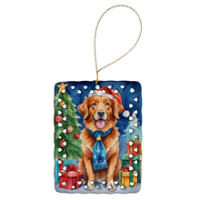 Load image into Gallery viewer, Nova Scotia Duck Tolling Retriever Christmas Reindeer Porcelain Ornament