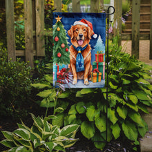 Load image into Gallery viewer, Nova Scotia Duck Tolling Retriever Christmas Garden Flag – Dog in Reindeer Antlers with Tree &amp; Gifts