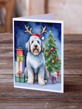 Load image into Gallery viewer, Old English Sheepdog Christmas Reindeer Greeting Cards - Blank Note Cards – 8-Pack of Artist-Designed Cards with Envelopes