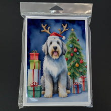 Load image into Gallery viewer, Old English Sheepdog Christmas Reindeer Greeting Cards - Blank Note Cards – 8-Pack of Artist-Designed Cards with Envelopes