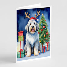 Load image into Gallery viewer, Old English Sheepdog Christmas Reindeer Greeting Cards - Blank Note Cards – 8-Pack of Artist-Designed Cards with Envelopes
