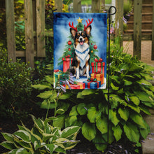Load image into Gallery viewer, Papillon Christmas Garden Flag – Dog in Reindeer Antlers with Tree &amp; Gifts